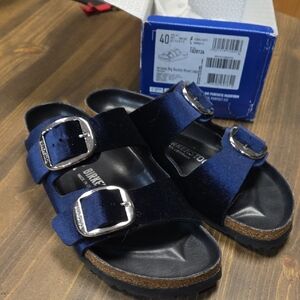 Birkenstock New w/ Box Arizona Big Buckle Rivet Midnight Velvet Size 9 US